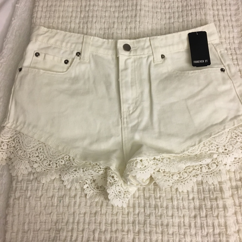 NWT White High Waisted Denim Shorts